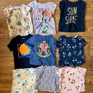 Bundle of 9 Girls T-Shirts: Gap, Old Navy, & Minnie Mouse